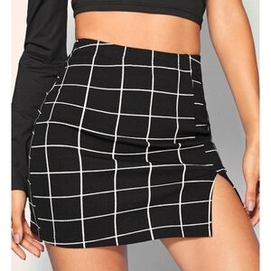 SHEIN Black and White Grid Mini Skirt